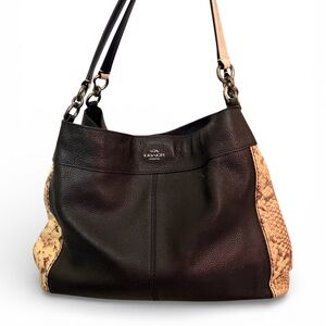 Coach Black and Tan Snakeskin Shoulder Bag
